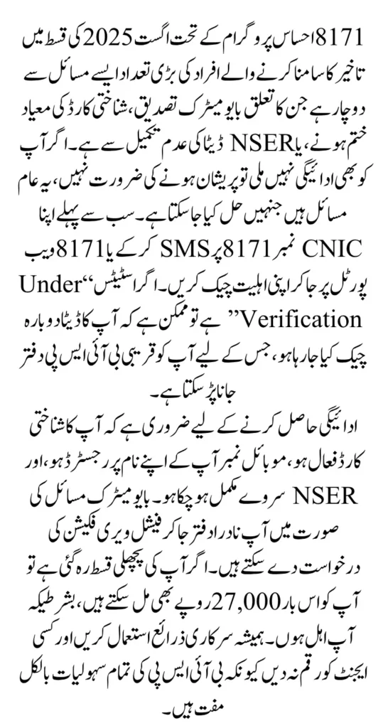 8171 Ehsaas Program Payment Issues Fix In August 2025 Complete Guide