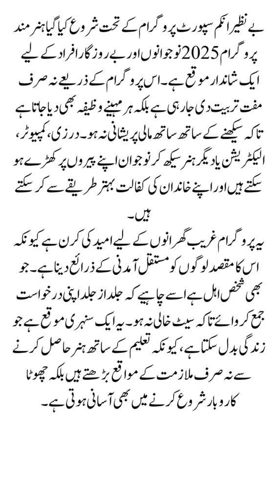 BISP Hunarmand Program 2025 – Tailoring, IT, and Technical Skills Training