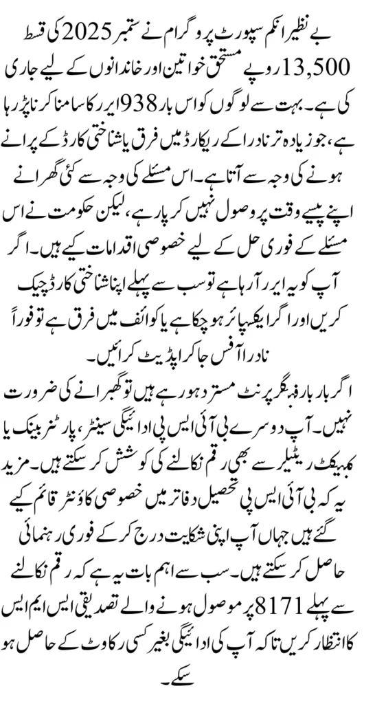 BISP January 2025 Update Fix 938 Code Error & Get Rs. 13,500 Easily Full Guide