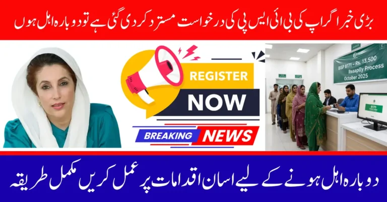 BISP 8171 Reapply Process October 2025 If Application Is Rejected for Rs. 13,500 Payment