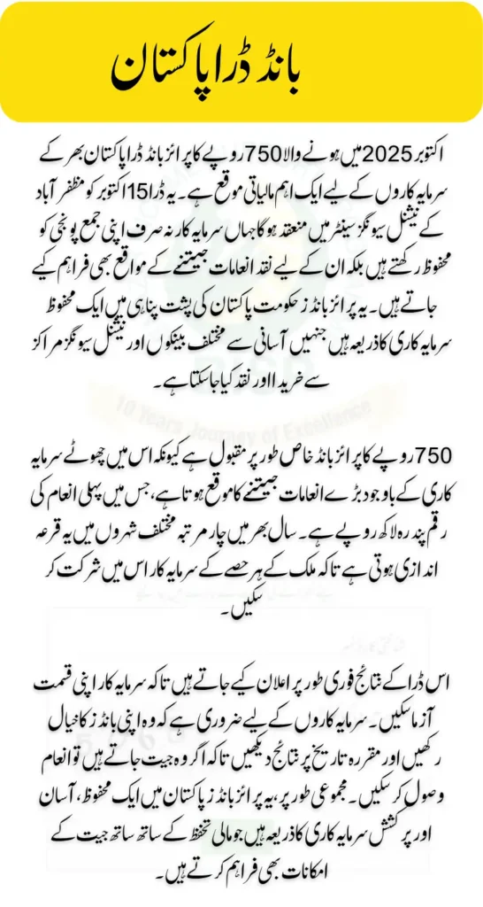 October 2025 Rs 750 Prize Bond Draw Date, Time, and Full Schedule