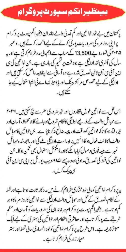 BISP Rs. 13500 Assistance Easy and Structured Way to Get